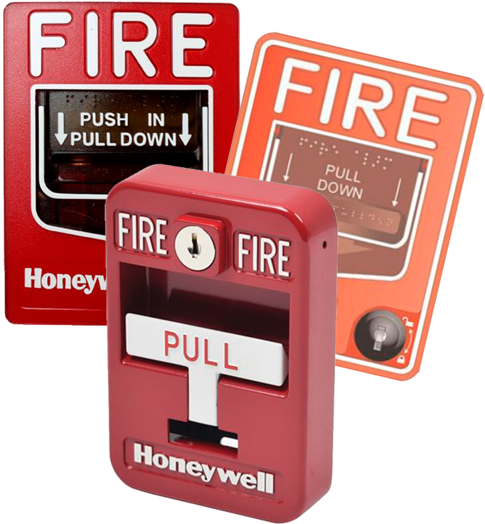 Pull stations o palancas de alarma.